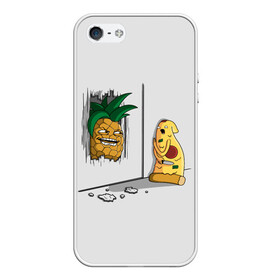 Чехол для iPhone 5/5S матовый с принтом HERES PINEAPPLE , Силикон | Область печати: задняя сторона чехла, без боковых панелей | here | is | johnny | mem | meme | memes | pineapple | pizza | shining | ананас | джонни | мем | мемы | пица | пицца | сияние | это
