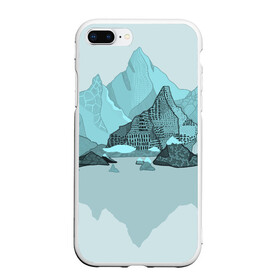 Чехол для iPhone 7Plus/8 Plus матовый с принтом Голубой горный пейзаж с темно-серыми тенями , Силикон | Область печати: задняя сторона чехла, без боковых панелей | голубые горы | горный | горный массив | горный пейзаж | горы | горы в снегу | для сноуборда | для туристов | заснеженные горы | зимние горы | зимний | лыжный | снежные горы | сноуборд