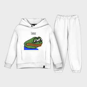 Детский костюм хлопок Oversize с принтом Pepe Sadge ,  |  | peepo | pepe | sadge | sidcord | грустная жабка | грустная пепе | грусть | дискород | жабка | пепе | пепе sadge | пипо sadge | смайлик твич | смайлики дискорд | твич pepe | твич мем