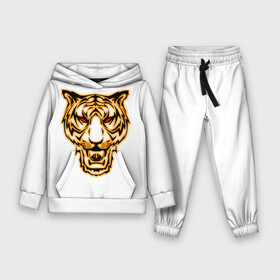 Детский костюм 3D (с толстовкой) с принтом Тигр с классным и уникальным дизайном в крутом стиле. Символ 2022 года. Это будет ваш талисман. ,  |  | белый | белый тигр | большая кошка | гато | глаза | животное | зверь | король | кошка | кошки | лев | лицо | пантера | портрет | разноцветный | серия | тигер | тигр | тигре | тигры | хищник