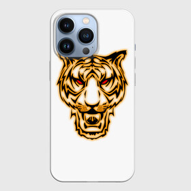 Чехол для iPhone 13 Pro с принтом Тигр с классным и уникальным дизайном в крутом стиле. Символ 2022 года. Это будет ваш талисман. ,  |  | Тематика изображения на принте: белый | белый тигр | большая кошка | гато | глаза | животное | зверь | король | кошка | кошки | лев | лицо | пантера | портрет | разноцветный | серия | тигер | тигр | тигре | тигры | хищник