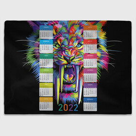 Плед 3D с принтом Саблезубый тигр в стиле поп-арт. , 100% полиэстер | закругленные углы, все края обработаны. Ткань не мнется и не растягивается | 2022 | art | beast | colorful head | mosaic | new year | pop art | predator | rainbow | sabertoothed tiger | year of the tiger | год тигра | зверь | искусство | календарь | мозаика | новый год | радужный | разноцветная голова | 