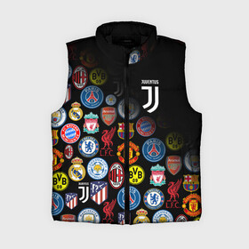 Женский жилет утепленный 3D с принтом JUVENTUS LOGOBOMBING SPORT ,  |  | black white | cr7 | fc juventus | football | juve | juventus | ronaldo | sport | бык | роналдо | роналду | спорт | футбол | чёрно белый | ювентус