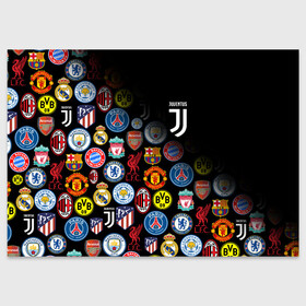 Поздравительная открытка с принтом JUVENTUS LOGOBOMBING SPORT , 100% бумага | плотность бумаги 280 г/м2, матовая, на обратной стороне линовка и место для марки
 | Тематика изображения на принте: black white | cr7 | fc juventus | football | juve | juventus | ronaldo | sport | бык | роналдо | роналду | спорт | футбол | чёрно белый | ювентус