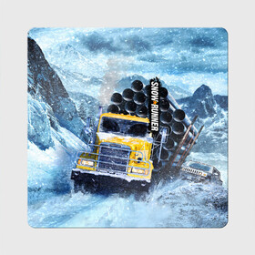 Магнит виниловый Квадрат с принтом SnowRunner грузовик , полимерный материал с магнитным слоем | размер 9*9 см, закругленные углы | auto | car | mudrunner | snow runner | snowrunner | авто | бездорожье | внедорожник | вождение | грузовик | дальнобойщики | машина | симулятор | снег | тягач | фура