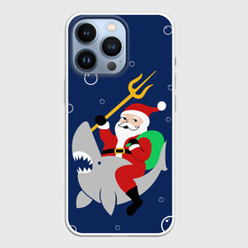 Чехол для iPhone 13 Pro с принтом САНТА КЛАУС НА АКУЛЕ | SANTA ,  |  | 2020 | 2021 | 2022 | christmas | merry | santa | акула | дед мороз | нг | новогодний | новый год | рождество | санта клаус | свитер | узоры