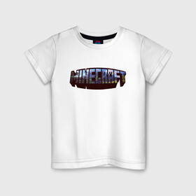 Детская футболка хлопок с принтом Minecraft Логотип , 100% хлопок | круглый вырез горловины, полуприлегающий силуэт, длина до линии бедер | minecraft logo | крипер | майнкравт | майнкрафт | стив | хиробрин