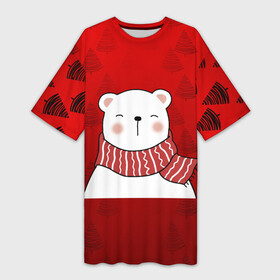 Платье-футболка 3D с принтом МЕДВЕЖОНОК УМКА  БЕЛЫЙ МИШКА ,  |  | 2021 | new year | деда мороза | друг | ёлка | ёлочка | к нам приходит | как у всех | клауса | костюм | красный | медведь | медвежонок | новогодний | новый год | праздник | рекомендации | рождество | санты | узор