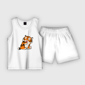 Детская пижама с шортами хлопок с принтом забавный тигр показывает язык ,  |  | 2022 | год тигра | новый год | новый год 2022 | символ года | тигр | тигренок | тигрица | тигры