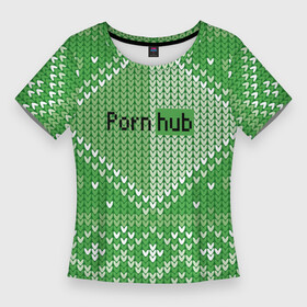 Женская футболка 3D Slim с принтом Porn Hub  новогодний ,  |  | holiday | hype | new year | pattern | новый год | праздник | узор | хайп