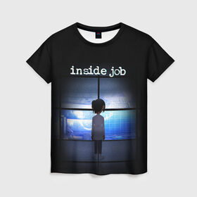 Женская футболка 3D с принтом Корпорация Заговор , 100% полиэфир ( синтетическое хлопкоподобное полотно) | прямой крой, круглый вырез горловины, длина до линии бедер | корпорация | надпись | персонаж | свет | экраны