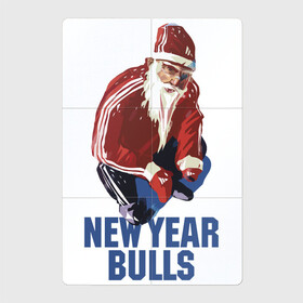 Магнитный плакат 2Х3 с принтом Новогодний бык) , Полимерный материал с магнитным слоем | 6 деталей размером 9*9 см | bull | humor | joke | new year | santa claus | бык | дед мороз | новый год | шутка | юмор