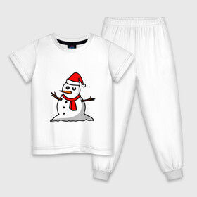 Детская пижама хлопок с принтом Двухсторонний снеговик , 100% хлопок |  брюки и футболка прямого кроя, без карманов, на брюках мягкая резинка на поясе и по низу штанин
 | snowman | большой снеговик | снеговик новогодний | снеговик с морковкой | снеговик с руками палками | снеговик с угольками глазками | снеговик спиной | снежная баба | снежный человек