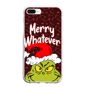 Чехол для iPhone 7Plus/8 Plus матовый с принтом ГРИНЧ | GRINCH | WHATEVER , Силикон | Область печати: задняя сторона чехла, без боковых панелей | 2020 | 2021 | 2022 | christmas | grinch | merry | santa | whatever | гринч | дед мороз | леденец | нг | новогодний | новый год | олени | рождество | санта клаус | свитер | узоры