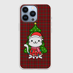 Чехол для iPhone 13 Pro с принтом КОТИК И ЁЛОЧКА | НОВОГОДНЯЯ ,  |  | 2020 | 2021 | 2022 | cat | cats | christmas | merry | гирлянды | елка | кот | леденец | мяу | нг | новогодний | новый год | олени | рождество | свитер | узоры