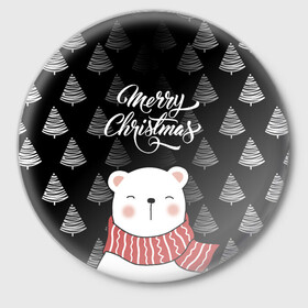 Значок с принтом MERRY CHRISTMAS BEARS ,  металл | круглая форма, металлическая застежка в виде булавки | Тематика изображения на принте: 2021 | 2022 | new year | деда мороза | зима | к нам приходит | как у всех | костюм | медвежонок | мишка | новогодний | новый год | праздник | рекомендации | рождество | снег | снежинки | снежок | узор | хочу