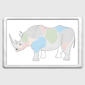 Магнит 45*70 с принтом Волшебный носорог , Пластик | Размер: 78*52 мм; Размер печати: 70*45 | Тематика изображения на принте: африка | волшебство | животное | животные | звери | зверь | мило | милота | носорог | пятна | пятнистый | разноцветный | сказка | экзотика