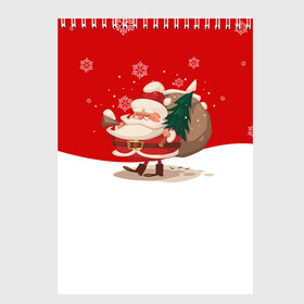 Скетчбук с принтом Новогодний санта New Years Santa , 100% бумага
 | 48 листов, плотность листов — 100 г/м2, плотность картонной обложки — 250 г/м2. Листы скреплены сверху удобной пружинной спиралью | Тематика изображения на принте: 2021 | 2022 | happy new year | happy new year 2022 | santa | дед мороз | новый год | подарки | санта | снег | снегопад | снежинки | сугроб