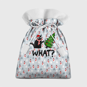Подарочный 3D мешок с принтом WHAT CAT | CHRISTMAS , 100% полиэстер | Размер: 29*39 см | Тематика изображения на принте: 2020 | 2021 | 2022 | cat | cats | christmas | merry | what | ват | кот | леденец | мяу | нг | новогодний | новый год | олени | рождество | свитер | узоры