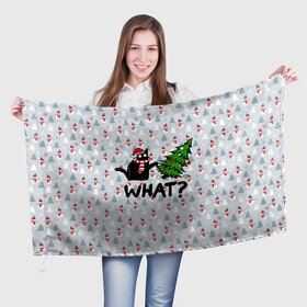 Флаг 3D с принтом WHAT CAT | CHRISTMAS , 100% полиэстер | плотность ткани — 95 г/м2, размер — 67 х 109 см. Принт наносится с одной стороны | 2020 | 2021 | 2022 | cat | cats | christmas | merry | what | ват | кот | леденец | мяу | нг | новогодний | новый год | олени | рождество | свитер | узоры