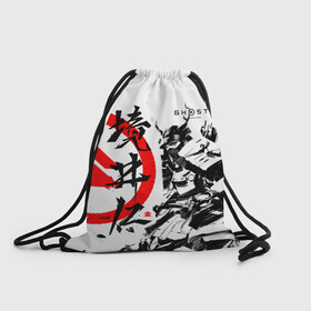 Рюкзак-мешок 3D с принтом Ghost of Tsushima Самурай , 100% полиэстер | плотность ткани — 200 г/м2, размер — 35 х 45 см; лямки — толстые шнурки, застежка на шнуровке, без карманов и подкладки | ghost of tsushima | samurai | игры | призрак цусимы | самурай | япония | японский