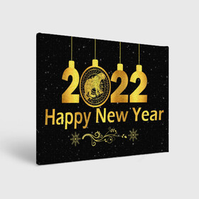 Холст прямоугольный с принтом Happy New Year 2022! , 100% ПВХ |  | 2022 | art | background | christmas | new year | patterns | snow | tiger | арт | новый год | рождество | символ года | снег | тигр | узоры | фон