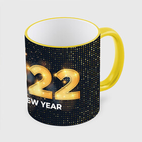Кружка с принтом Happy New Year 2022 , керамика | ёмкость 330 мл | 2022 | background | christmas | glare | gold | new year | texture | блики | золото | новый год | рождество | текстура | фон