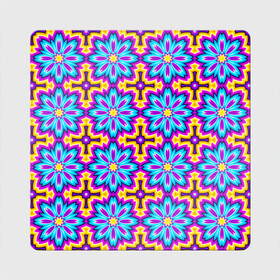 Магнит виниловый Квадрат с принтом Синие цветы на желтом фоне (иллюзия расширения) , полимерный материал с магнитным слоем | размер 9*9 см, закругленные углы | Тематика изображения на принте: абстракция | аум | галлюцинация | зазеркалье | игра ума | иллюзии | индиго | майя | мантра | медитация | мираж | неон | нирвана | обман зрения | ом | оптические иллюзии | просветление | психоделика