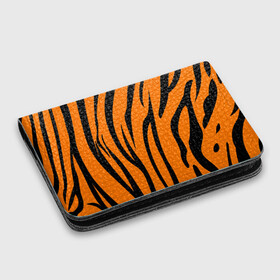 Картхолдер с принтом с принтом Текстура тигра/tiger , натуральная матовая кожа | размер 7,3 х 10 см; кардхолдер имеет 4 кармана для карт; | tiger | кошка | оранжевый черный | символ 22 года | текстура | тигр