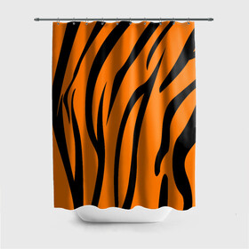 Штора 3D для ванной с принтом Текстура тигра/tiger , 100% полиэстер | плотность материала — 100 г/м2. Стандартный размер — 146 см х 180 см. По верхнему краю — пластиковые люверсы для креплений. В комплекте 10 пластиковых колец | tiger | кошка | оранжевый черный | символ 22 года | текстура | тигр
