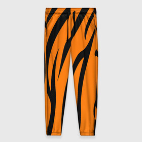 Женские брюки 3D с принтом Текстура тигра/tiger , полиэстер 100% | прямой крой, два кармана без застежек по бокам, с мягкой трикотажной резинкой на поясе и по низу штанин. В поясе для дополнительного комфорта — широкие завязки | tiger | кошка | оранжевый черный | символ 22 года | текстура | тигр