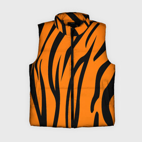Женский жилет утепленный 3D с принтом Текстура тигра tiger ,  |  | tiger | кошка | оранжевый черный | символ 22 года | текстура | тигр