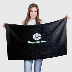 Флаг 3D с принтом Экран Cognito Inc , 100% полиэстер | плотность ткани — 95 г/м2, размер — 67 х 109 см. Принт наносится с одной стороны | знак | лого | надпись | помехи | экран