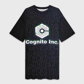 Платье-футболка 3D с принтом Экран Cognito Inc ,  |  | знак | лого | надпись | помехи | экран