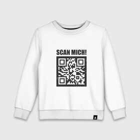 Детский свитшот хлопок с принтом Scan Mich , 100% хлопок | круглый вырез горловины, эластичные манжеты, пояс и воротник | coronavirus | covid | covid19 | qr code | qr код | sputnik | вакцина | вакцинация | вирус | здоровье | изоляция | иммунитет | карантин | ковид | код | корона | коронавирус | маркировка | маска | матрица | п | пандемия