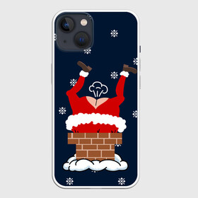Чехол для iPhone 13 с принтом САНТА КЛАУС ЗАСТРЯЛ | SANTA ,  |  | 2020 | 2021 | 2022 | christmas | merry | santa | дед мороз | кот | леденец | мяу | нг | новогодний | новый год | олени | рождество | санта клаус | свитер | узоры