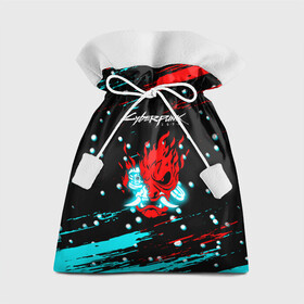 Подарочный 3D мешок с принтом Cyberpunk 2077 Белый снег , 100% полиэстер | Размер: 29*39 см | Тематика изображения на принте: cd project red | cyberpunk 2077 | keanu reeves | samurai | киану ривз | киберпанк 2077 | новогодний | самураи | снег | снежинки