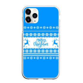 Чехол для iPhone 11 Pro Max матовый с принтом MERRY CHRISTMAS | BLUE , Силикон |  | Тематика изображения на принте: 2020 | 2021 | 2022 | christmas | merry | santa | дед мороз | кот | леденец | мяу | нг | новогодний | новый год | олени | рождество | санта клаус | свитер | узоры