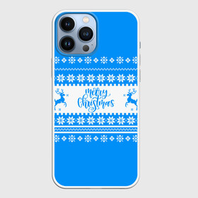 Чехол для iPhone 13 Pro Max с принтом MERRY CHRISTMAS | BLUE ,  |  | Тематика изображения на принте: 2020 | 2021 | 2022 | christmas | merry | santa | дед мороз | кот | леденец | мяу | нг | новогодний | новый год | олени | рождество | санта клаус | свитер | узоры