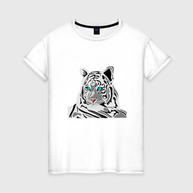 Женская футболка хлопок с принтом Черный Тигр 2022 , 100% хлопок | прямой крой, круглый вырез горловины, длина до линии бедер, слегка спущенное плечо | 2022 | год тигра 2022 | новогодние праздники | новый год