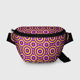 Поясная сумка 3D с принтом Желто Фиолетовые цветы (иллюзия расширения) , 100% полиэстер | плотная ткань, ремень с регулируемой длиной, внутри несколько карманов для мелочей, основное отделение и карман с обратной стороны сумки застегиваются на молнию | абстракция | аум | галлюцинация | зазеркалье | игра ума | иллюзии | индиго | майя | мантра | медитация | мираж | неон | нирвана | обман зрения | ом | оптические иллюзии | просветление | психоделика