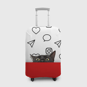 Чехол для чемодана 3D с принтом Котограмм обыкновенный , 86% полиэфир, 14% спандекс | двустороннее нанесение принта, прорези для ручек и колес | cat | girls | heart | hearts | instagram | red | telegram | top | trend | viber | whatsapp | white | белый | вайбер | ватсап | девушкам | инстаграмм | кот | кошка | красный | сердечки | сердце | телеграмм | топ | тренд