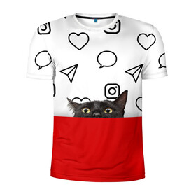 Мужская футболка 3D спортивная с принтом Котограмм обыкновенный , 100% полиэстер с улучшенными характеристиками | приталенный силуэт, круглая горловина, широкие плечи, сужается к линии бедра | Тематика изображения на принте: cat | girls | heart | hearts | instagram | red | telegram | top | trend | viber | whatsapp | white | белый | вайбер | ватсап | девушкам | инстаграмм | кот | кошка | красный | сердечки | сердце | телеграмм | топ | тренд