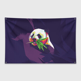 Флаг-баннер с принтом Панда  с бамбуком , 100% полиэстер | размер 67 х 109 см, плотность ткани — 95 г/м2; по краям флага есть четыре люверса для крепления | живопись | животное | медведь | панда | японский мишка