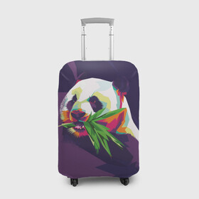 Чехол для чемодана 3D с принтом Панда  с бамбуком , 86% полиэфир, 14% спандекс | двустороннее нанесение принта, прорези для ручек и колес | живопись | животное | медведь | панда | японский мишка