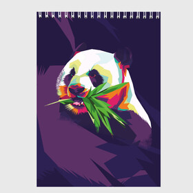 Скетчбук с принтом Панда  с бамбуком , 100% бумага
 | 48 листов, плотность листов — 100 г/м2, плотность картонной обложки — 250 г/м2. Листы скреплены сверху удобной пружинной спиралью | живопись | животное | медведь | панда | японский мишка
