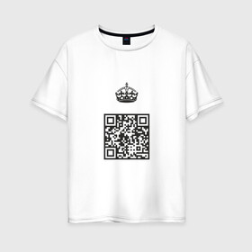 Женская футболка хлопок Oversize с принтом QR King , 100% хлопок | свободный крой, круглый ворот, спущенный рукав, длина до линии бедер
 | coronavirus | covid | covid19 | qr code | qr код | sputnik | вакцина | вакцинация | вирус | здоровье | изоляция | иммунитет | карантин | ковид | код | корона | коронавирус | маркировка | маска | матрица | п | пандемия