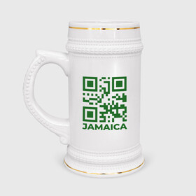 Кружка пивная с принтом QR Jamaica ,  керамика (Материал выдерживает высокую температуру, стоит избегать резкого перепада температур) |  объем 630 мл | Тематика изображения на принте: coronavirus | covid | covid19 | qr code | qr код | sputnik | вакцина | вакцинация | вирус | здоровье | изоляция | иммунитет | карантин | ковид | код | корона | коронавирус | маркировка | маска | матрица | п | пандемия