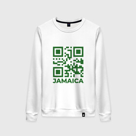 Женский свитшот хлопок с принтом QR Jamaica , 100% хлопок | прямой крой, круглый вырез, на манжетах и по низу широкая трикотажная резинка  | coronavirus | covid | covid19 | qr code | qr код | sputnik | вакцина | вакцинация | вирус | здоровье | изоляция | иммунитет | карантин | ковид | код | корона | коронавирус | маркировка | маска | матрица | п | пандемия