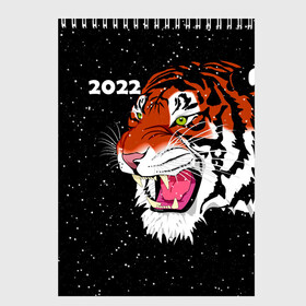 Скетчбук с принтом Рычащий Тигр и Снегопад 2022 , 100% бумага
 | 48 листов, плотность листов — 100 г/м2, плотность картонной обложки — 250 г/м2. Листы скреплены сверху удобной пружинной спиралью | 2022 | black | cat | christmas | merry | new year | snow | tiger | xmas | водяной | год тигра | животные | кот | кошки | новый год | паттерн | полосатый | рождество | снег | снежинки | тигры | узор | цветы | черный